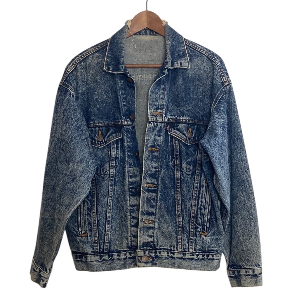 Vintage Levi's Jean Jacket Mens Small Blue Stone Wash Thrashed 80s 90s Retro